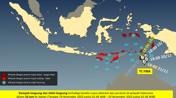 Dampak Cuaca Ekstrem di Wilayah Timur Indonesia Usai Siklon Tropis Fina Terbentuk