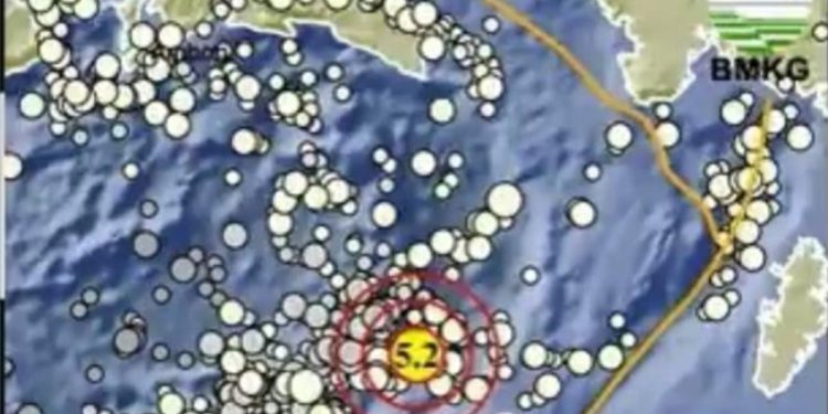 Gempa 5,2 Guncang Maluku Tenggara Tanpa Potensi Tsunami